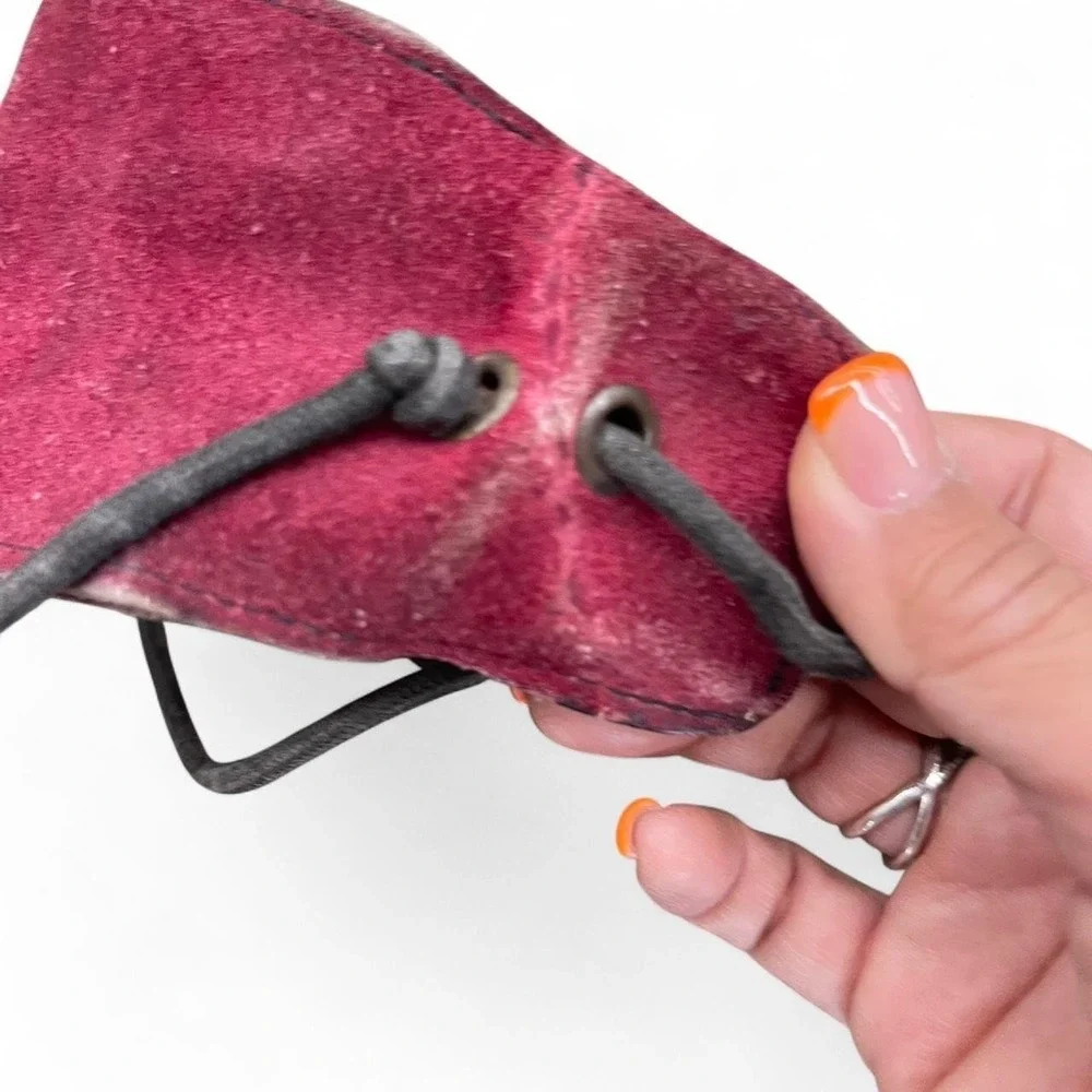 Burgundy leather cat ear pouch cosplay reor zipper